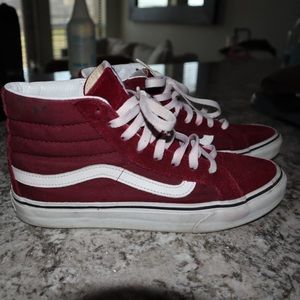 Maroon high top vans